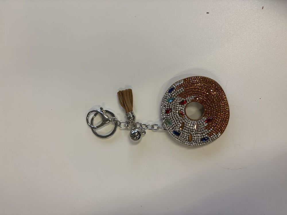 Rhinestone Donut Bag Charm Keychain